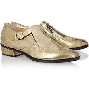 JIMMY CHOO Antique mirror Gold metallic oxfords size 35